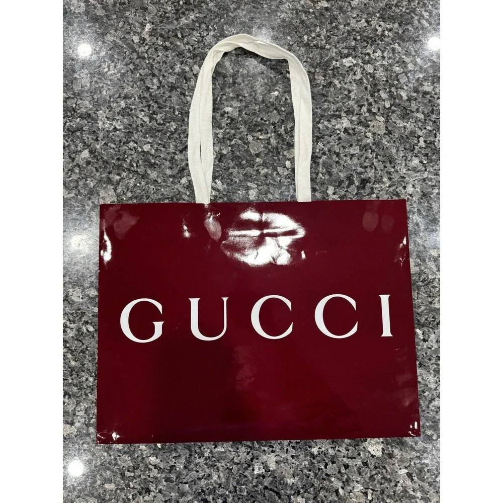 Authentic Gucci Shopping Gift Bag Only Red Burgundy 19